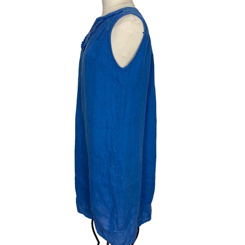 Elena Baldi Blue Linen Dress Small Womens Shift Sleeveless Beachy Made in Italy - Picture 3 of 8